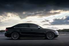 Saratov, Russia - October 01, 2014: Black AUDI S4 car at parked on countryside road at sunset