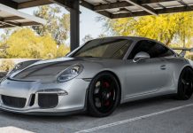 VR Forged D12 Satin Black Wheels on Silver Porsche 991 GT3