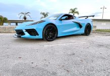 Blue Corvette C8 with Matte Black D01 Forged Wheels and Power Mods