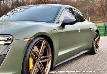 Porsche Taycan 4S in Matte Green with 22inch Bronze VR Forged D10 Wheels